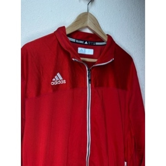 Adidas ClimaLite Track Jacket Red Full Zip Athletic Sportswear Top - Large - Picture 1 of 8
